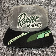 VTG Ranger Boats Comanche Snapback Trucker Hat Mens Grey Black Fishing USA Made