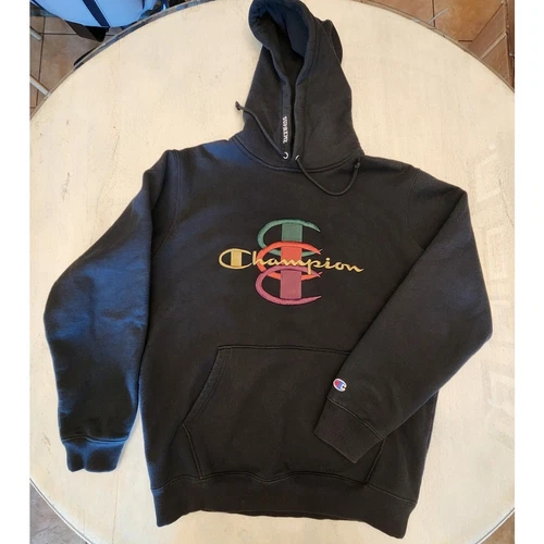 Sweat à capuche noir Supreme Champion empilé C taille L