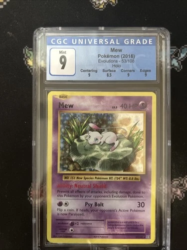 CGC 9 Mint Mew Holo 53/108 | 2016 Pokémon XY Evolutions