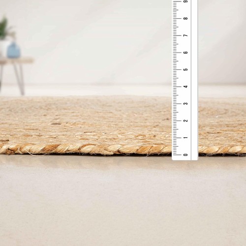 Hand Woven Jute Braided Rug, 3’ Round – Natural, Reversible Boho Entry Area R... - Bild 3 von 7