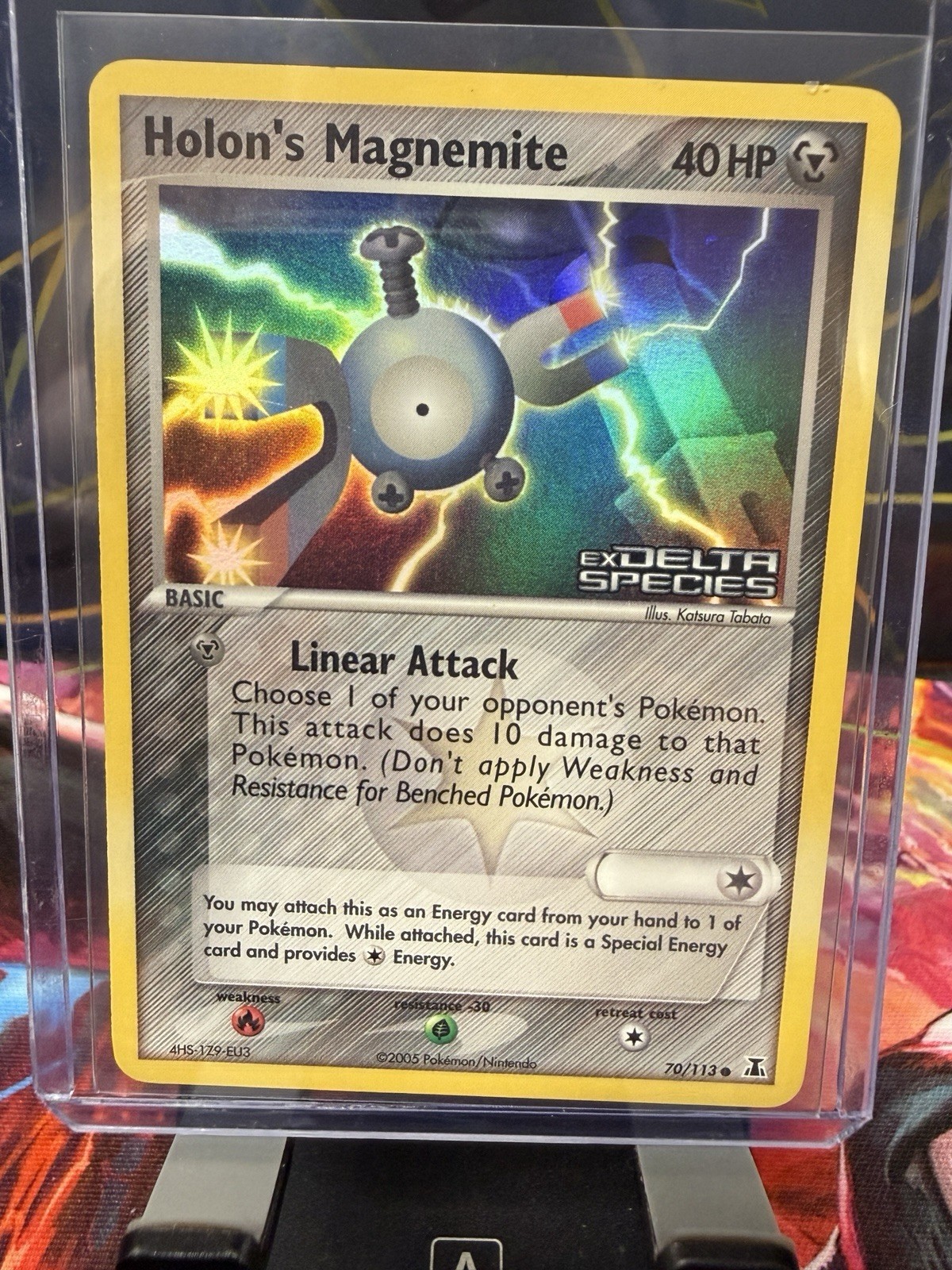 Pokemon TCG Holon's Magnemite EX Delta Species 70/113 Reverse Holo Stamped NM/LP