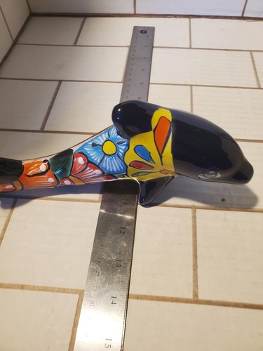 Talavera Dolphin Folk Art Handmade Mexican Pottery 9x4 Talavera Blue Venegas 🐬 - Picture 19 of 19