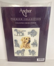 Anchor Premier Collection Counted Cross Stitch Kit Golden Retriever Study *Rare*