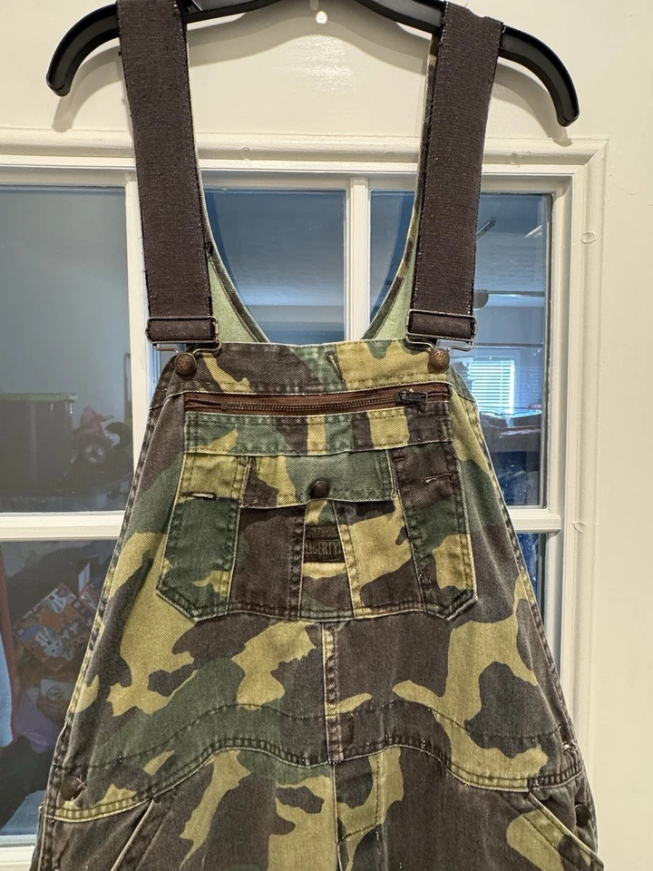 Vintage Liberty Overalls USA Made Woodland Green Camo Men’s 40x29 Double Knee - Image 4 of 4