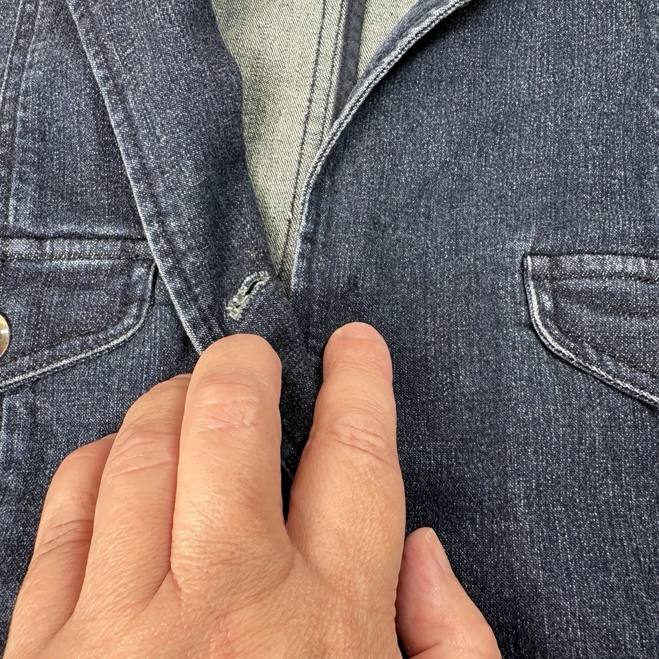 Lauren Jeans Co Ralph Lauren Denim Blazer Womens S Stretch Silver Buttons Preppy - Image 3 of 4