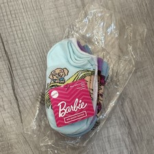 NEW Girls' Barbie No Show Socks 6-Pack Size XS/S 5.5  8.5 Colorful Low Cut