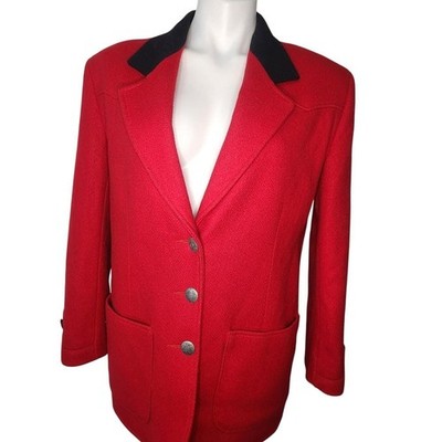 VTG Red wool southwestern blazer jacket by Pioneer Wear Medium Western Fashion