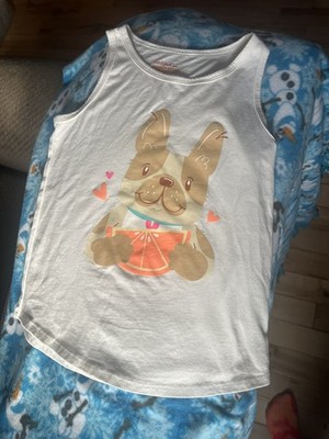 Cat and Jack Kids Girl's Size Medium (8) White with a dog Sleeveless Tank Top