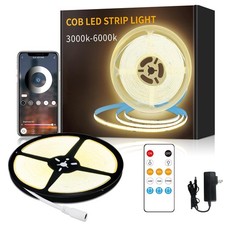 COB LED Strip Lights 32.8ft,3000K DC 24V Dimmable Warm White Flexible LED Rop...