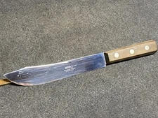 Vintage Keen Kutter 8” Stainless Steel Butcher Knife K104 Maple Handle 3 Pin USA