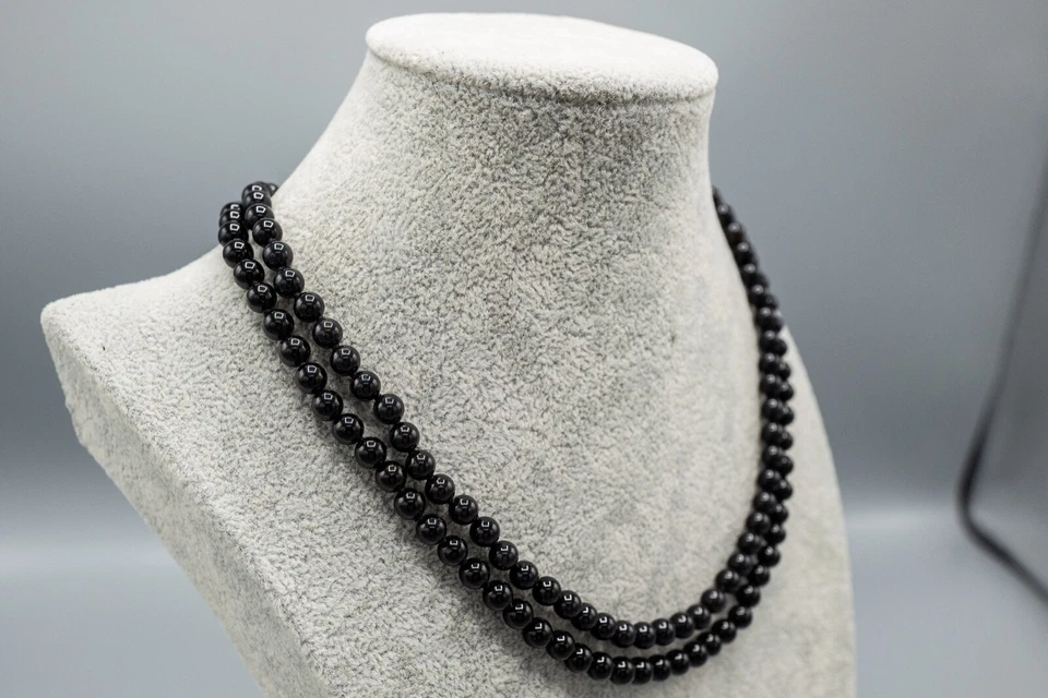 Collar Judith Ripka Plata Esterlina Diamonique Doble Hilo Ónix Negro COMO ESTÁ Foto 3 de 4