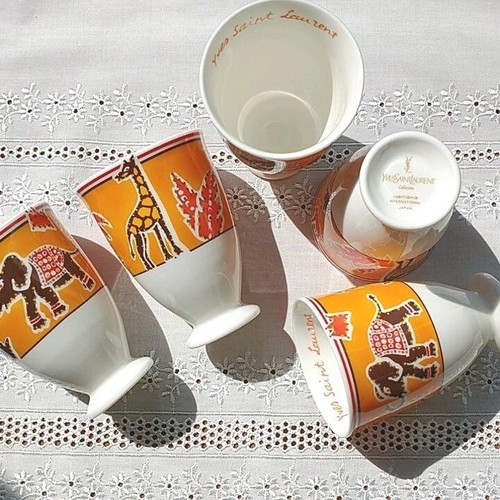 Yves Saint Laurent Animal Pattern Free Cup /Tumbler and Saucer Set from Japan - Picture 2 of 9
