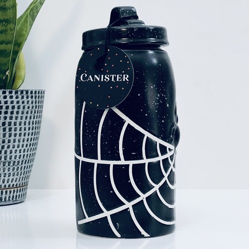 Homesense Halloween Spider Cob Web Storage Jar Canister Spooky Gothic - Picture 2 of 4
