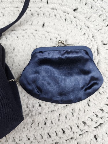 Vintage Garay Navy Clutch Bag/ Cocktail Purse With Matching Coin Purse - Picture 9 of 11