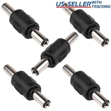 5x DC Coupler Male to Male M/M 5.5mm x 2.1mm Barrel Jack Power Connector Plug
