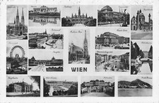 L098 Austria 1938 Vienna Multi-View Cathedral City Hall Castle vintage postcard