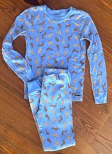Janie  Jack Blue Kids Christmas Dogs Snug-Fit Cotton Pajamas 10 EUC