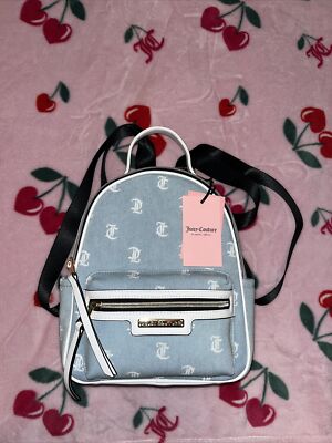 Juicy Couture Besteseller Rosie Mini Backpack Gothic Denim White JC Logo  NWT