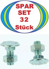 32 St&uuml;ck M8 x 20 Schlossschrauben mit Mutter, 8x20 Flachrundschrauben DIN 603 Mu