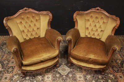 Poltrone coppia double stile barocco Italia tessuto