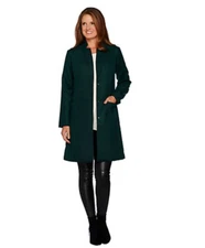 Coat H by Halston Knee Length Snap Front w/Notch Collar Black 6 Reg A296756