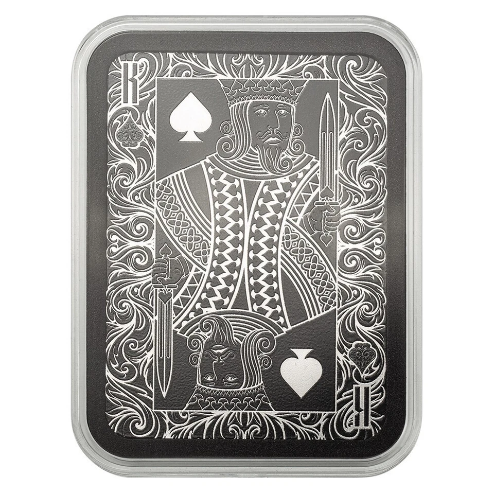 Moneda de plata con forma de Rey de Picas de 1 oz Islas Salomón 2025 $2 Foto 2 de 4