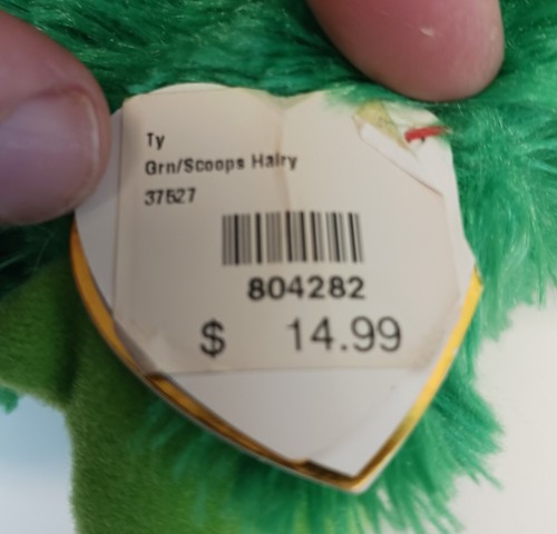 Ty Scoops Hairy Green Frizzy Fuzzy Monster Green Glitter Eyes Plush Stuffed Toy - Picture 8 of 15
