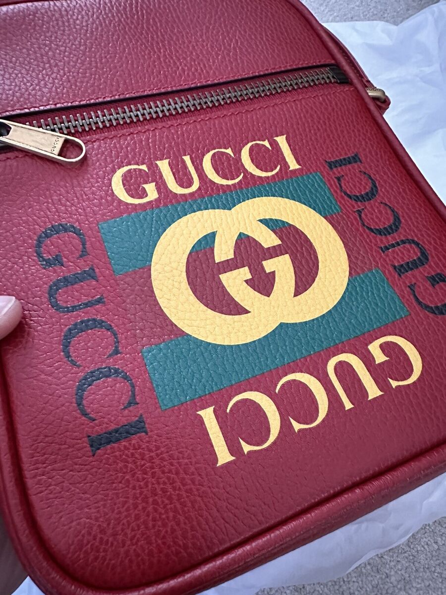 GUCCI CRIPTO PRINT RED LEATHER MESSENGER CROSSBODY BAG HARD GUCCI CRIPTO PRINT RED LEATHER MESSENGER CROSSBODY BAG HARD