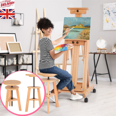 Wooded Drafting Stool with Adjustable Height,Artist Painting Stool