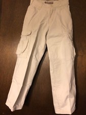 Boys Size 7 Cargo Pants Beige Cotton Inseam 23.5 Waist 24 Steve and Barry