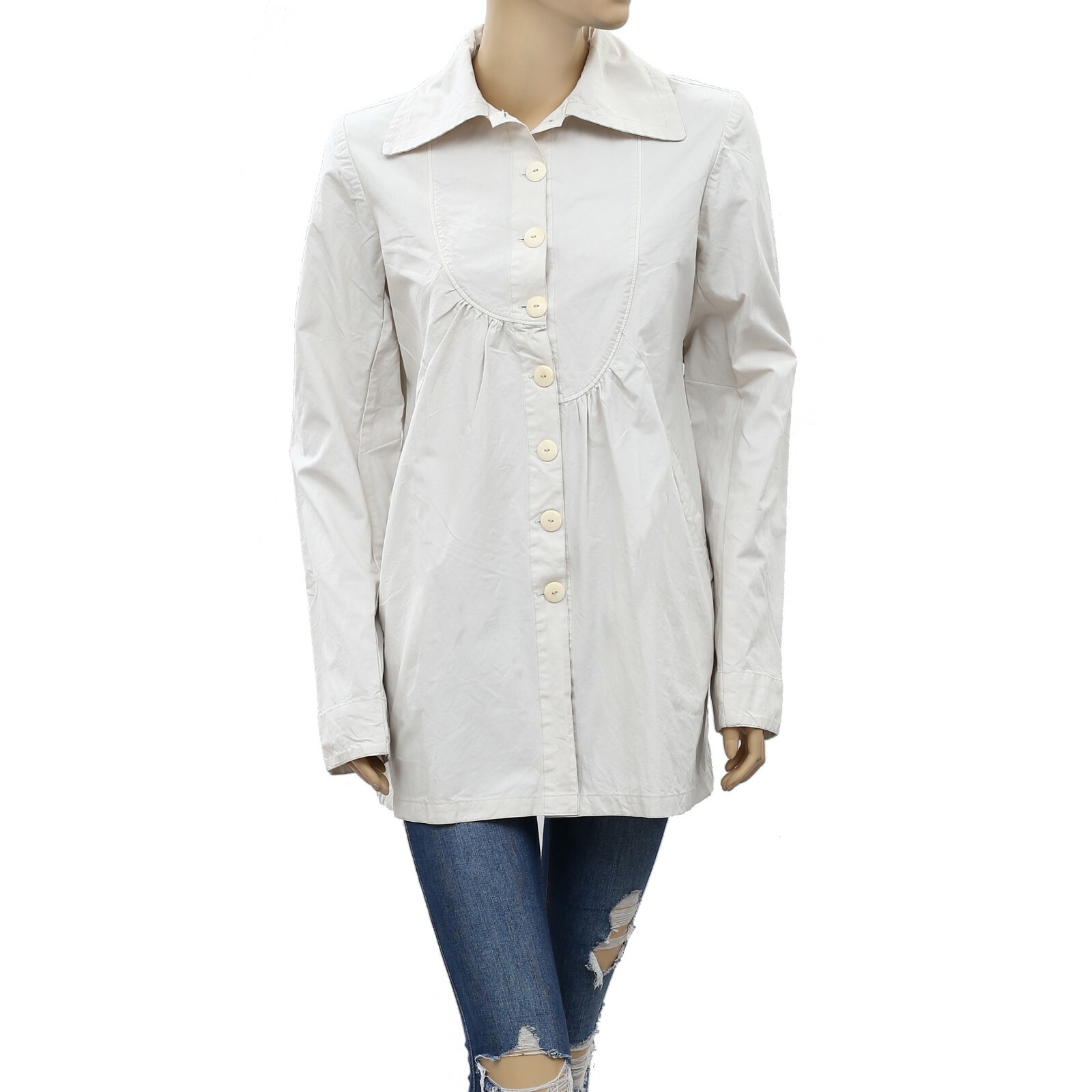 Ewa I Walla Buttondown Peasant Vintage Coatigan Jacket Tunic Top S NEW 183130