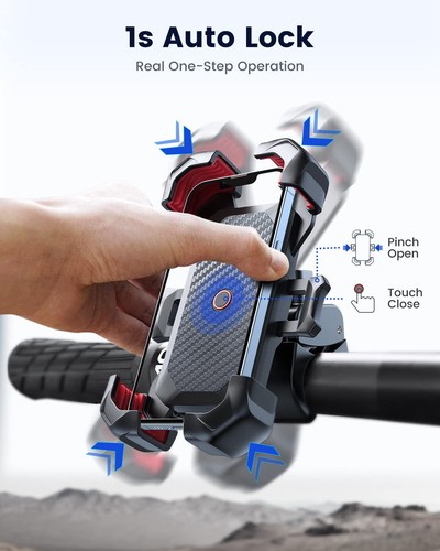 Motorcycle Phone Mount 1s Auto Lock Bike Phone Holder Handle Bar Phone Mount - 第 7/7 張圖片