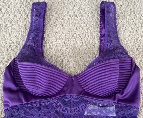 NWT Versace Runway Purple Greca Logo Lace Quilted Bustier Bodysuit Top 1D $1295 - 第 13/24 張圖片