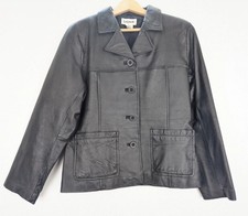 Bagatelle Black Real Leather Classic Collared Button Up Jacket Size Medium