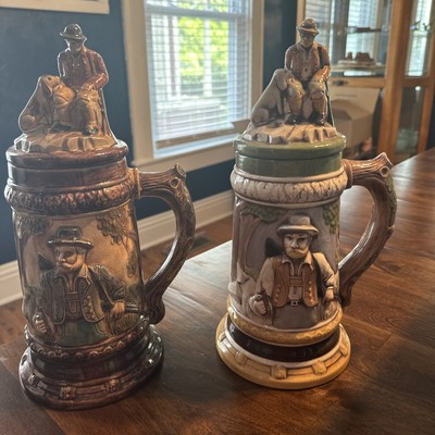 Vintage 3D German Style Hunter Deer Beer Stein Ceramic