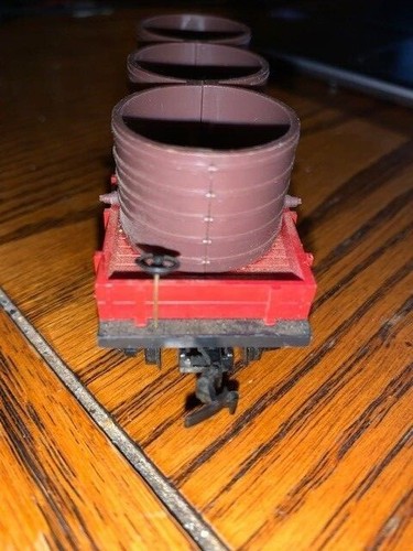MANTUA HO scale W & A R.R. OLD TIMER WOOD GONDOLA CAR with 3 WOODEN WATER TANKS - Picture 2 of 6