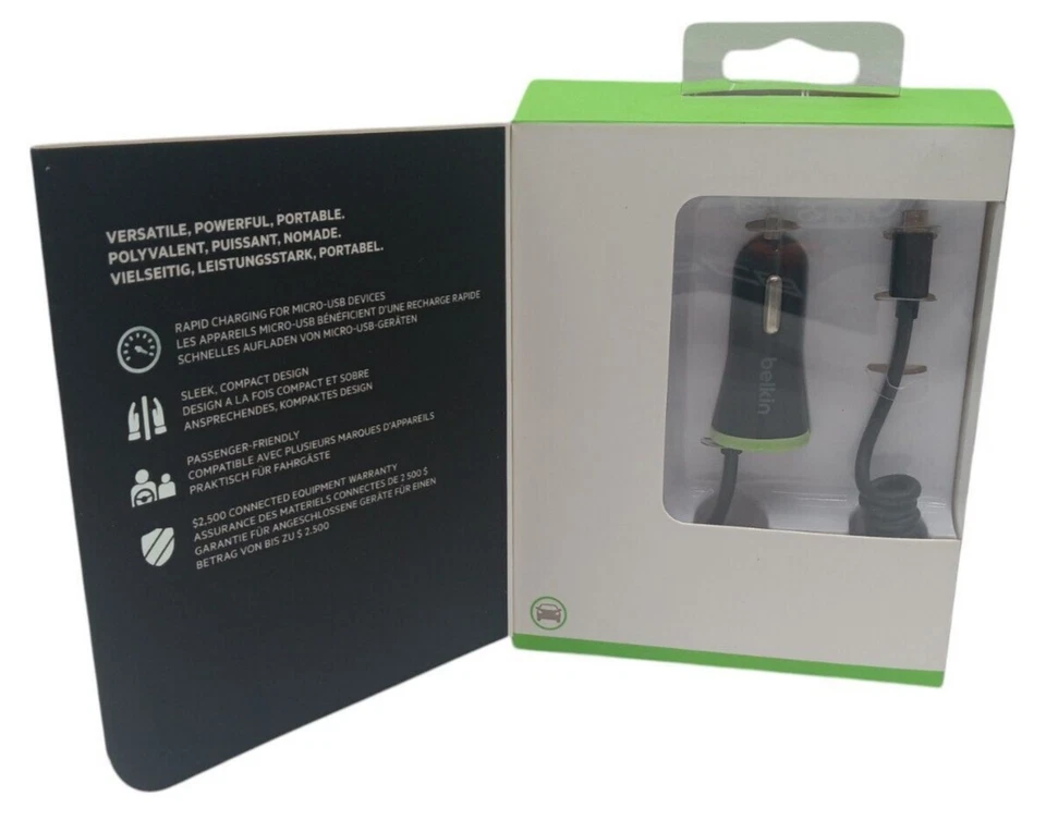 Cargador de coche Belkin 2 puertos + Cable Micro USB de 4 pies (1,2 m) Nuevo en caja abierta Foto 2 de 2