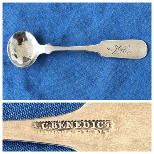 Andrew Comstock A.C. Benedict Coin Silver Salt Spoon New York City Silversmith