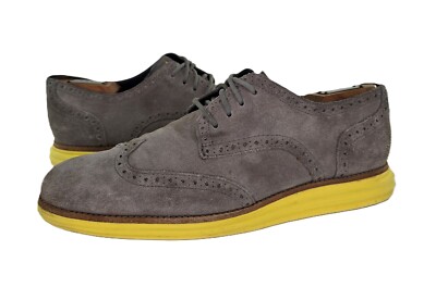 Cole Haan Lunargrand Mens Shoes Gray Suede Wingtip Oxfords 
