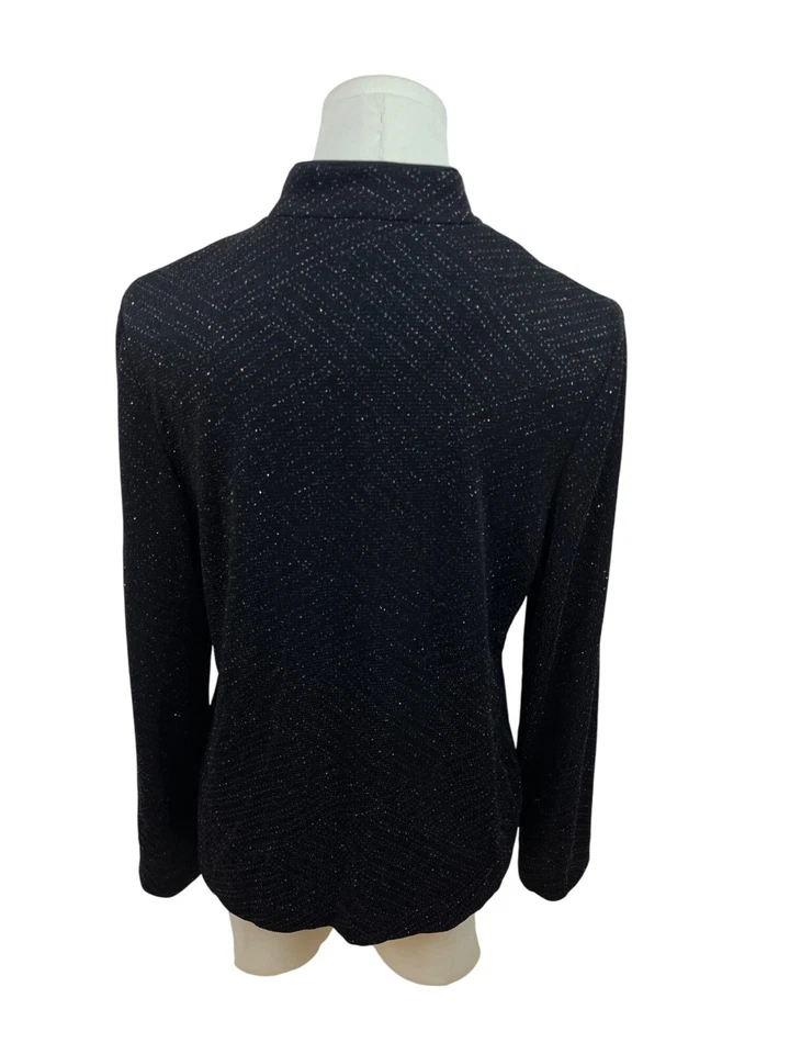 Alex Evenings Petite Black Metallic Zip-Up Jacket Size PM - Image 3 of 4