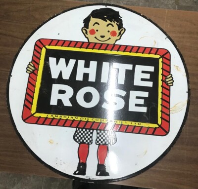 WHITE ROSE GASOLINE 30X30 SINGLE SIDED PORCELAIN ENAMEL SIGN | eBay