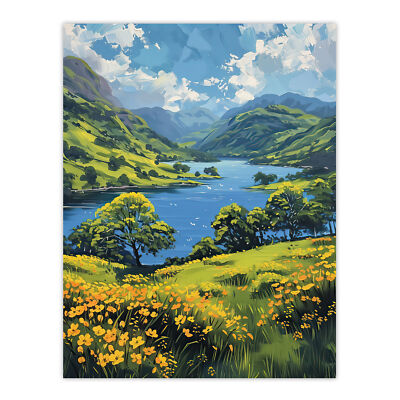 Lake District Landscape Painting Helvellyn View Wall Art Poster Print