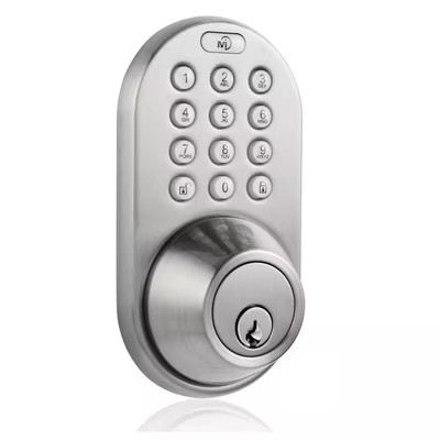 satin nickel single cylinder electronic touch pad deadbolt with back-lit keypa