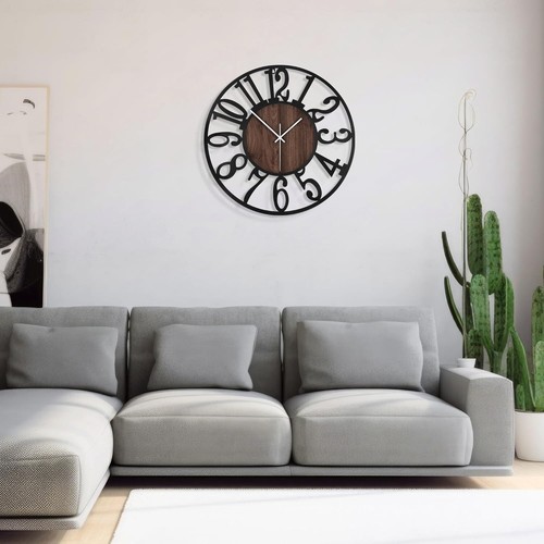 Wall Clock for Living Room -16" Silent Non Ticking,Battery Operated,Black Met... - Picture 8 of 9