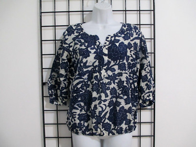 ''NEW'' ANN TAYLOR LOFT / ORG $ 59.50   XXS PETITE==BLUE FLORAL PRINT BLOUSE