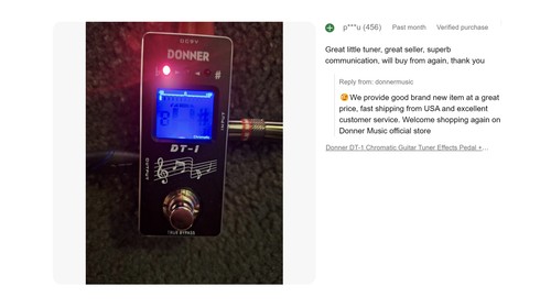 🎸 Donner DT-1 Chromatic Guitar Tuner Pedal With Screen Fast & Accurate Tuning - Picture 10 of 14