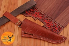 CUSTOM HAND MADE PURE COW LEATHER SHEATH FOR FIXED BLADE KNIFE - 1360