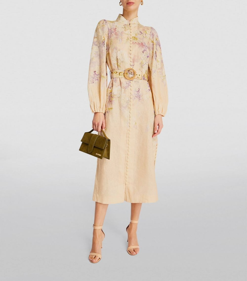 【Zimmermann】LYRICAL BUTTONED MIDI DRESS リネン ミディ ZIMMERMANN Lyrical Buttoned Midi Dress Beige W/Floral Print