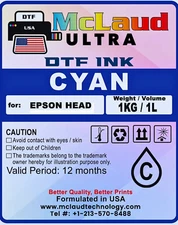 McLaud Ultra DTF Ink, No Residue/ Less Residue Ink, Formulated in USA