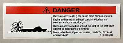 Carbon Monoxide Danger Red Warning Decal Sticker Safety Label Boat FREE Shipping